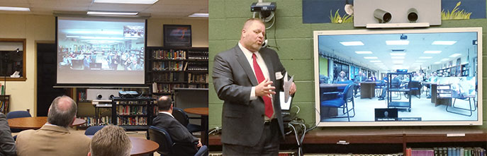 Pictured is Craig Hutchenson, superintendent of Kittatinny Regional and Hampton school districts, speaking to the members about shared superintendents.