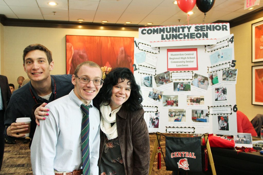 Students from the Hunterdon Central Regional School District’s Community Senior Citizen Luncheon; left to right, Joshua Beers, Paul Kramer, and Alex O’Campos