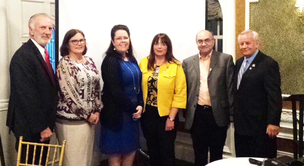 The Passaic County School Boards Association elected officers at a recent meeting. Pictured, L to R, are Jeff Fischer, Haledon and Manchester Regional board member, NJSBA delegate; Nancy Lohse Schwartz, Pompton Lakes, alternate delegate; Cathy Kazan, Wayne, vice president; Judy Bassford, Clifton, president; Charles Caraballo, Bloomingdale, vice president; John Bulina, NJSBA immediate past president.