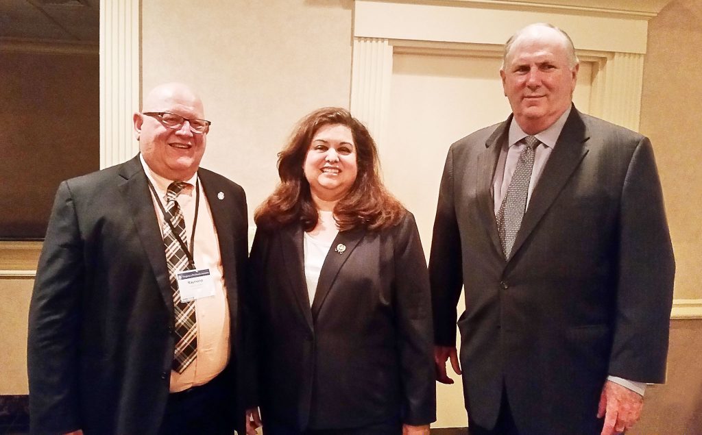 The Union County School Boards Association welcomed legislators to a recent meeting, to discuss topics of interest to public schools. Pictured, L to R, are Ray Topoleski, Linden, Union County association president; Assemblywoman Annette Quijano; and new NJSBA President Daniel Sinclair.