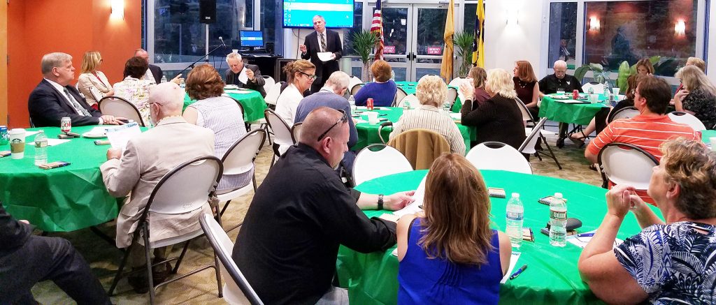 Ray Morris, president of the Sussex County School Boards Association, opened a recent meeting of the county association, held at Sussex County Community College. Morris is a member of the Newton school board. 