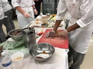Students sliced, chopped, stirred and displayed other culinary skills, during the recent MRE Challenge Competition.