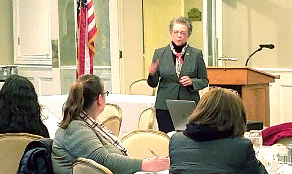 Assemblywoman Mila Jasey, vice-chairperson of the Assembly Education Committee, addressed Morris County association members.