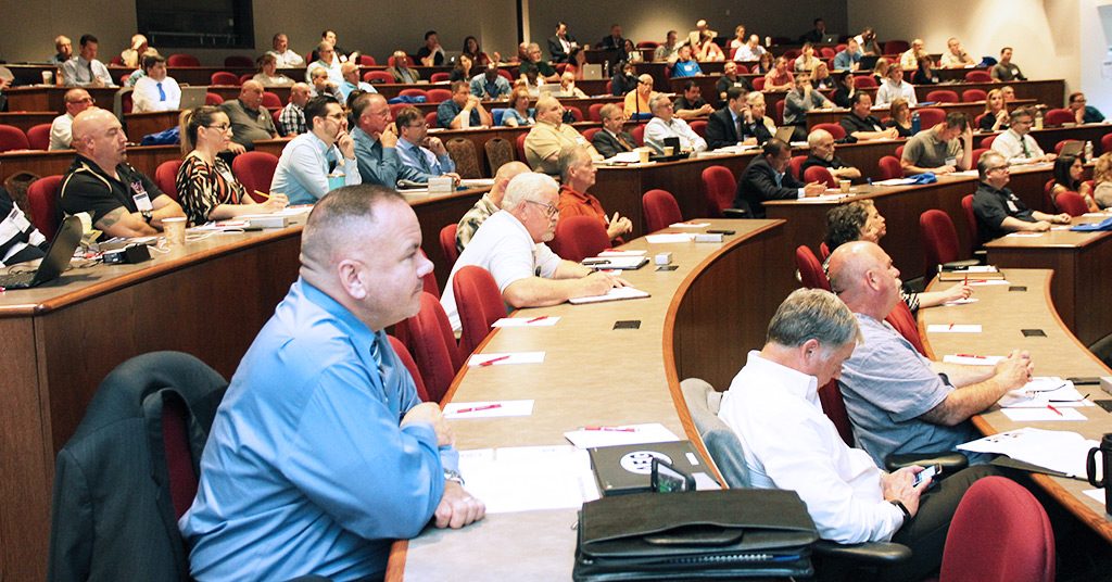 Attendees filled the lecture hall at Mercer County Community College for the School Security Conference.