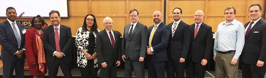 Officers of the New Jersey Association of School Attorneys, left to right, Carl Tanksley, NJSBA director of legal and labor relations services; Kim Belin, Florio Perrucci Steinhardt & Cappelli; Arsen Zartarian, deputy general counsel, Newark Public Schools; Hope R. Blackburn, general counsel, Jersey City Public Schools; Richard H. Bauch, Porzio, Bromberg & Newman; Robert Merryman, Apruzzese, McDermott Mastro & Murphy; Patrick Carrigg, Lenox Law Firm ; David Disler, Porzio Bromberg & Newman; David B. Rubin, David B. Rubin, PC; Douglas Silvestro, Busch Law Group; and Adam Weiss, Busch Law Group. 