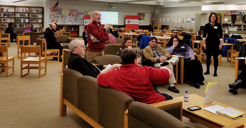 Essex County School Boards Association members participate in “Ed Camp,” a format which allows board of education members to choose the topics they want to discuss.