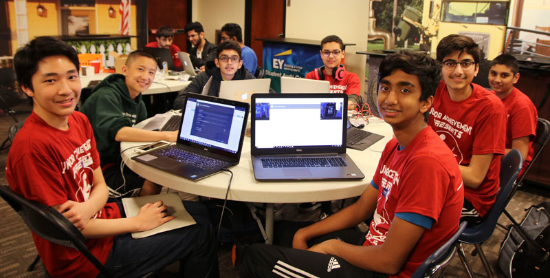 Students participate in New Jersey Junior Achievement "2018 Hackathon."