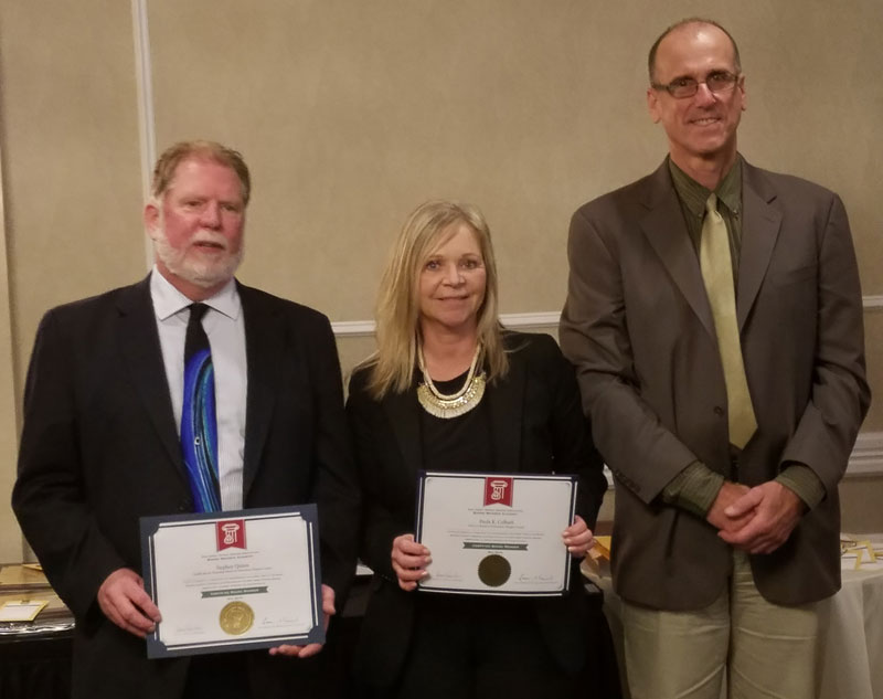 Stephen Quinn, of the Saddle Brook Township board, and Paula K. Colbath, of the Fort Lee board, were recognized for earning the Certified Board Member award from NJSBA’s Board Member Academy. Left to right in photo: Stephen Quinn, Paula Colbath, and Jim Gaffney, Bergen County School Boards Association president.