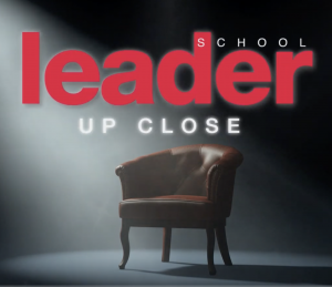 banner reading School Leader Up Lose overlaying a photo of a chair with a spotlight on it