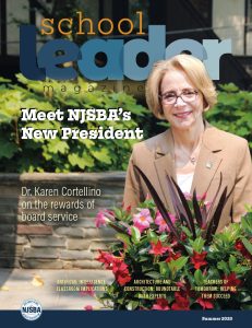 cover of school leader magazine featuring a photo of new NJSBA President Karen Cortellino