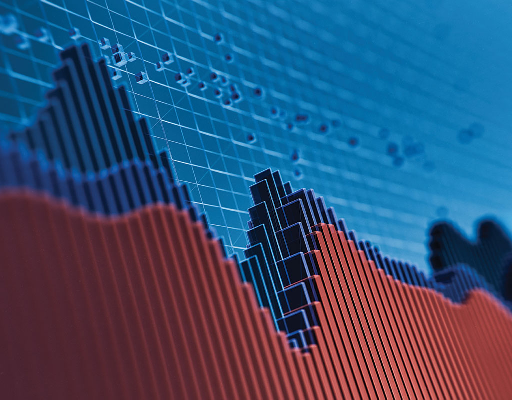 close up of a 3D graph