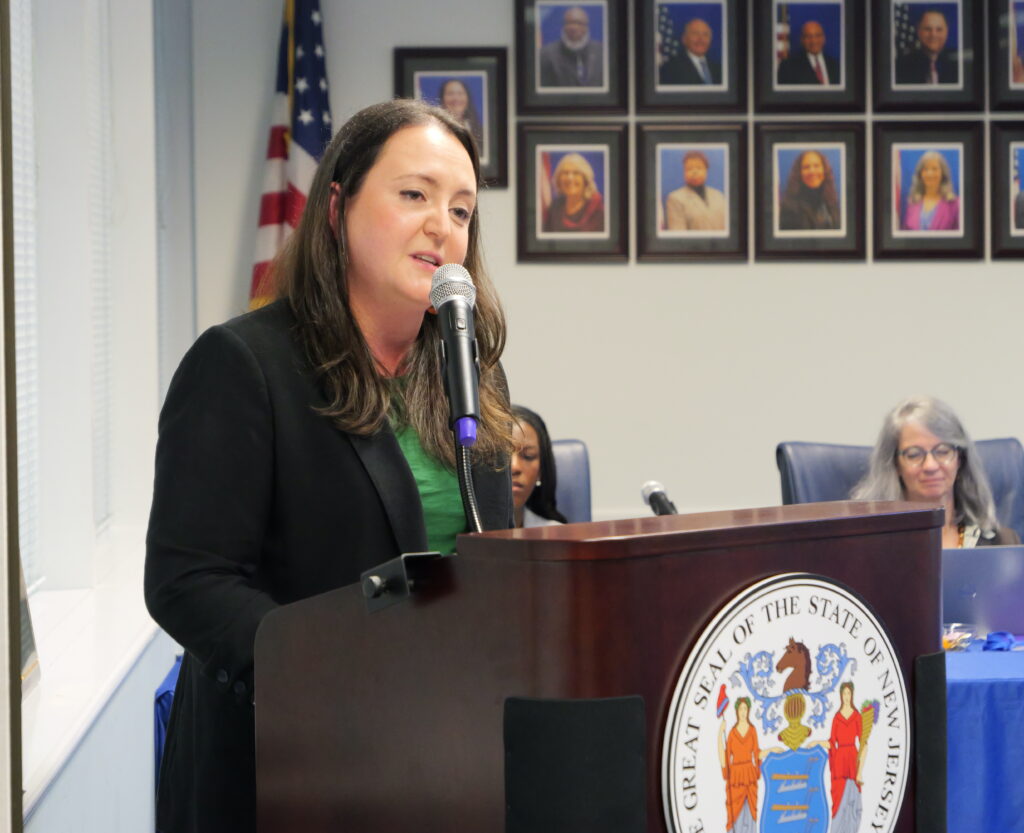 Gillian Ober, 2025-2026 Teacher of the Year, speaking at podium