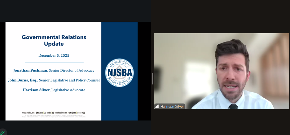 Harrison Silver screenshot during video meeting alongside a PowerPoint slide