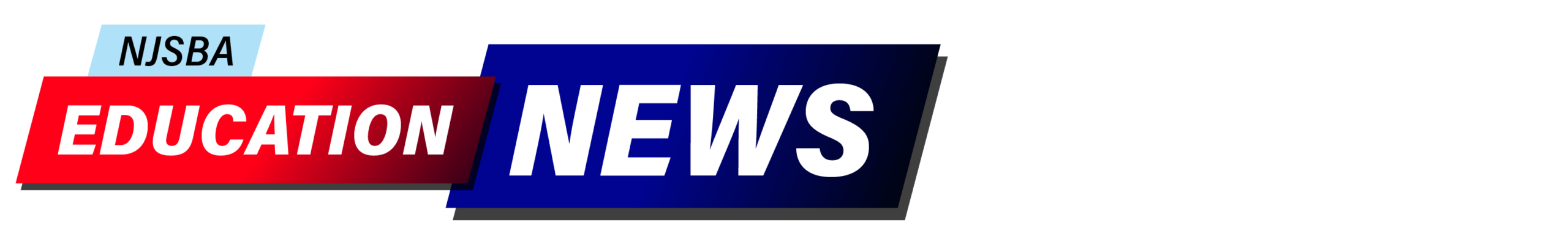 NJSBA Education News text in a red to blue gradient box