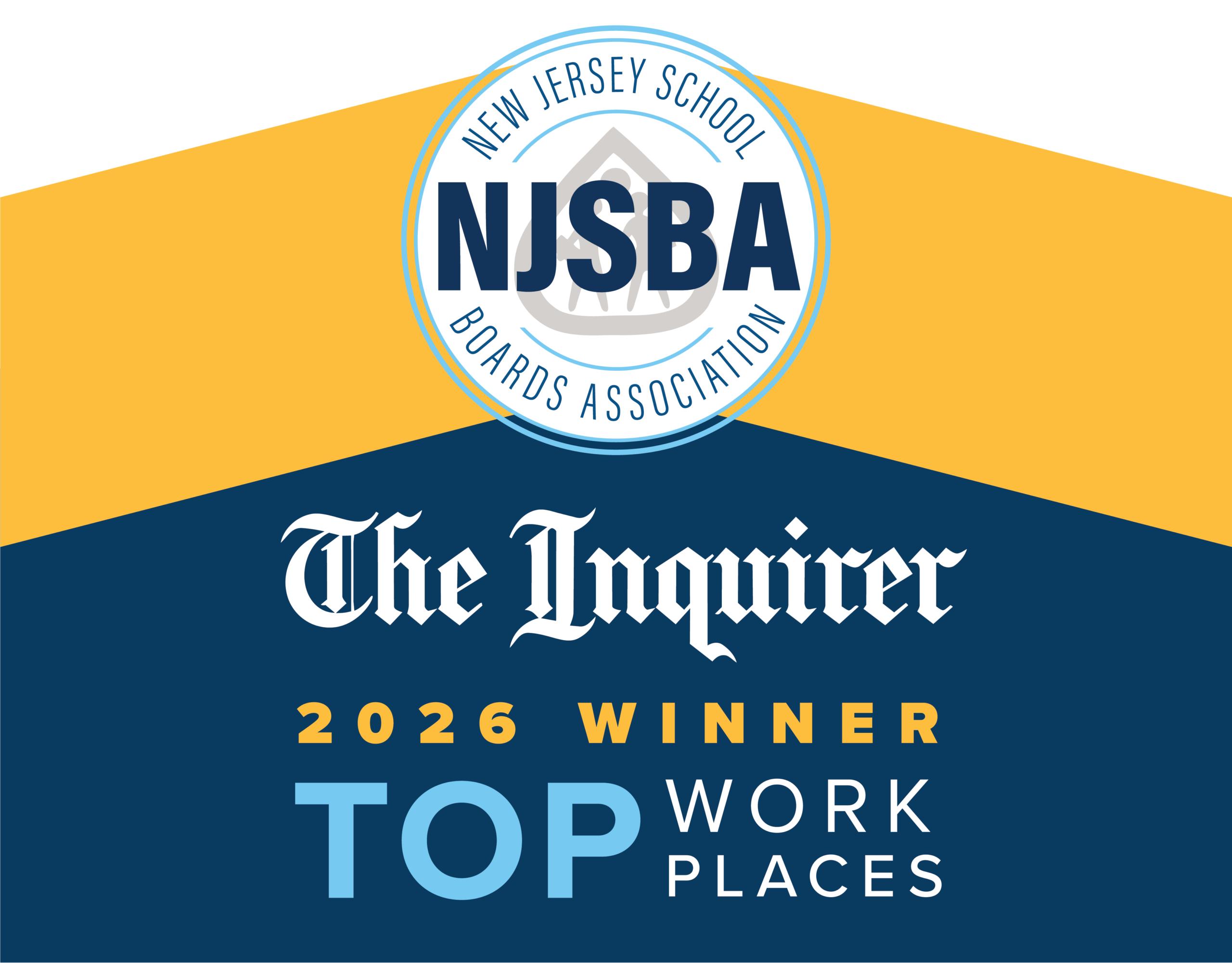 NJSBA logo atop The Ihquirer 2026 Winner Top Workplaces badge.
